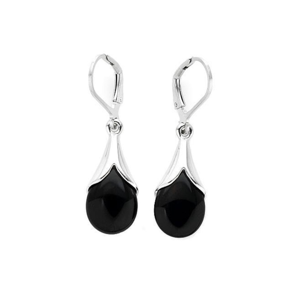 Sterling Silver Black Onyx Dangle Earrings